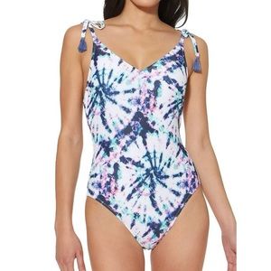 NWT Jessica Simpson Mist Tie-Dyed/White One Piece Swimsuit. Medium.